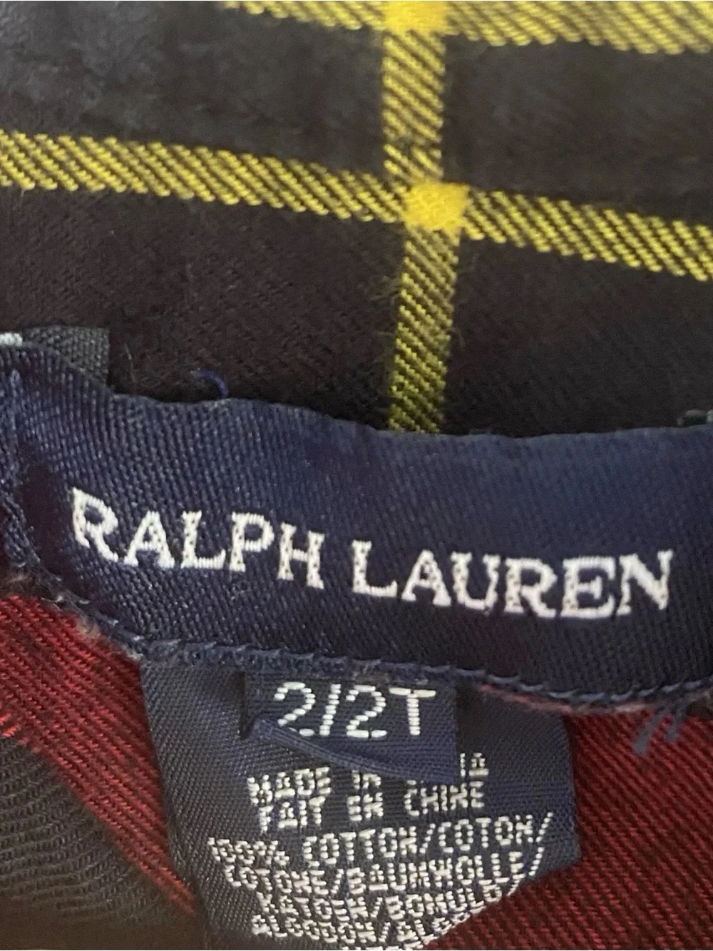 Ralph Lauren Navy, Yellow and Black Plaid Shirt